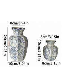 1 Pc Blue & White Porcelain Vase, New Chinese Retro Flower Vase, Living Room, Entrance, Office Floral Decor, Atmosphere Photography Prop Home Decor Room Decor Glass Vase