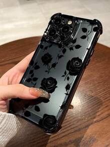 花朵 1 件高端礼物，玫瑰图案电镀四角防摔手机壳，兼容 11/11 Pro/11 Pro Max/12/12 Pro/12 Pro Max/13/13 Pro/13 Pro Max/14/14 Plus/14 Pro/14 Pro Max/15/15 Plus/15 Pro/15 Pro Max/16/16 Pro/16 Plus/16 Pro Max，适合女士、家人、朋友、情侣