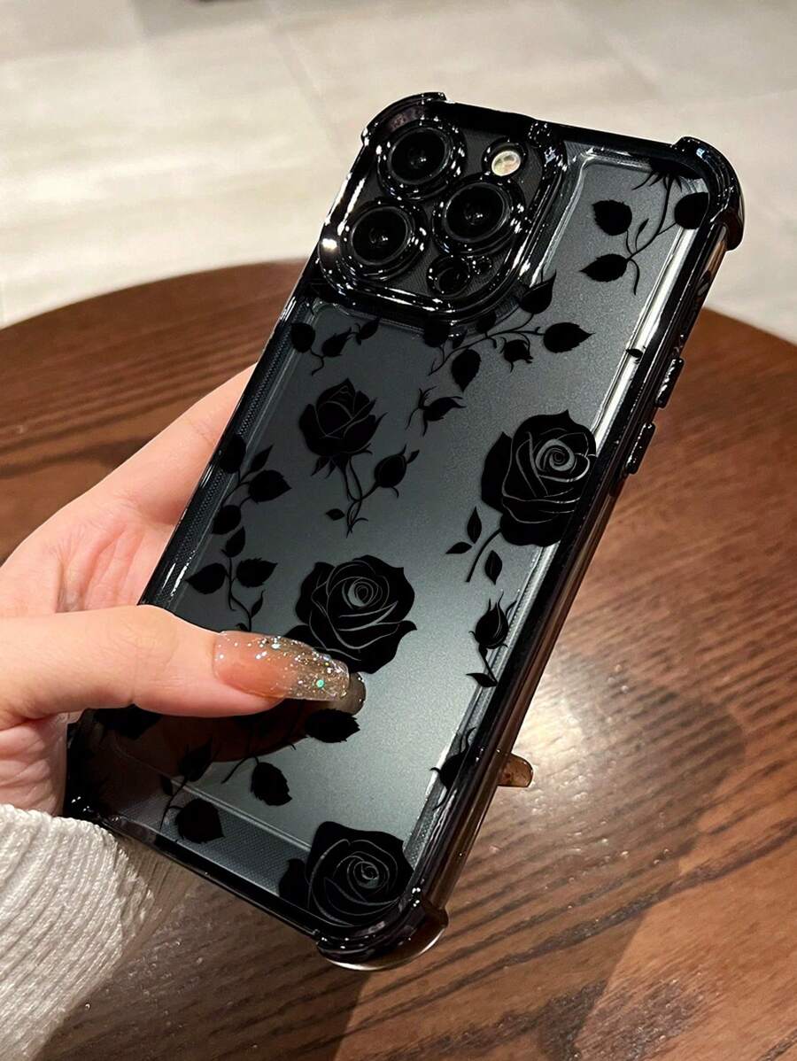 花朵 1 件高端礼物，玫瑰图案电镀四角防摔手机壳，兼容 11/11 Pro/11 Pro Max/12/12 Pro/12 Pro Max/13/13 Pro/13 Pro Max/14/14 Plus/14 Pro/14 Pro Max/15/15 Plus/15 Pro/15 Pro Max/16/16 Pro/16 Plus/16 Pro Max，适合女士、家人、朋友、情侣