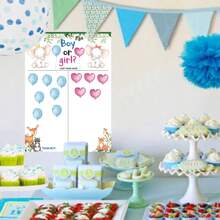 1 set - Tablero para revelar el género del bebé, pegatinas de amor y globos para niño y niña para invitados a la fiesta, ¿Él o Ella? Juego para votar, decoraciones de centro de mesa para la fiesta de revelación de género - Multicolor - Ver 4