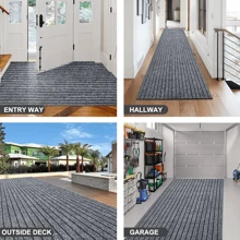 Alfombra a rayas, lavable y antideslizante, en negro y gris, felpudo de cocina fácil de limpiar, apto para baño, pasillo, entrada