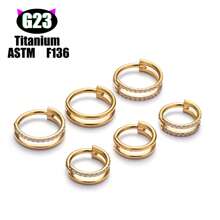 1 pièce Boucle d'oreille/Clou de nez/Anneau de lèvre polyvalente en titane G23 hypoallergénique, style unisexe INS avec micro-incrustation de zirconium, bijou de piercing