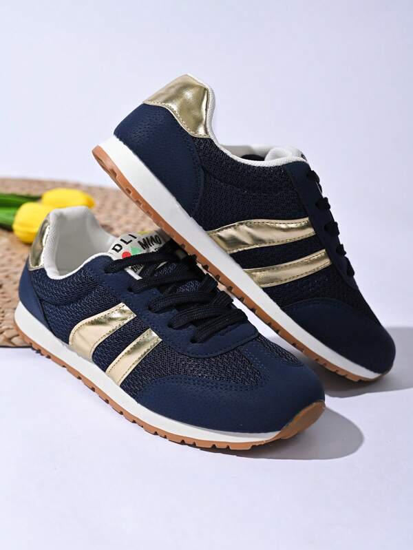 Tênis femininos plus size, calçados baixos para viagem, sapatos casuais versáteis da moda azul-marinho