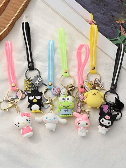 Sanrio 1/7-Pieces Set Pink Hello Kitty Cat Cute Waterproof Keychains For Woman, Safe And Silicone Purple Kuromi Funny Bag Charms And Car Must Haves Accessories, Birthday And Graduation Teacher Appreciation Gifts, Nurse Antifouling And Rust-Proof Key Chain Wristlet With Lanyard, Cinnamoroll Stuff, Sanrio Authorized Items. Car Accessories School Cartoon