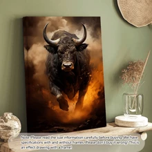 1 pieza Arte moderno de pared en lienzo - Impresión de un toro furioso blanco, póster decorativo, material de lienzo de alta calidad, con o sin marco, decoración de dormitorio universitario, apartamento, regalos para decoración de pared en hotel, hogar, sala de estar, dormitorio, baño y oficina