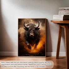 1 pieza Arte moderno de pared en lienzo - Impresión de un toro furioso blanco, póster decorativo, material de lienzo de alta calidad, con o sin marco, decoración de dormitorio universitario, apartamento, regalos para decoración de pared en hotel, hogar, sala de estar, dormitorio, baño y oficina