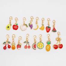 2/16Pcs Enamel Fruit Charm Alloy With Lobster Clasp Necklace Pendant Bracelet Keychain Jewelry DIY Hair Accessory Shoes Purse Bag Hanging Decoration