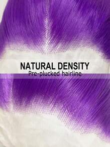 Peluca recta larga de 26 pulgadas con frente de encaje morado de 13"X4" elegante, peluca de frente de encaje sintético con línea del cabello previamente desvainada, cabello de fibra resistente al calor, peluca recta sedosa para mujeres, cosplay, fiestas, uso diario - Morado - Ver 5