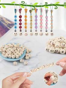 20pcs Smiling Face Wood Beads Wooden Smile Face Head Printed Beads ,Natural Wooden Round Spacer Ball Beads With Cute Face For Diy Craft Jewelry Making, Hang Ornament ,Christmas Decor,Bracelet, Necklace ,Jewelry Hair Crafts Making (Randomly Send)