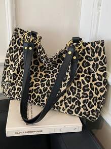 1pc Personalized Leopard Print Crossbody Bag, Custom Embroidered Name Women's Shoulder Bag, Large Capacity Tote Bag For Commuting, High-Quality Mother's Day Gift, Suitable For Daily Use Or As A Gift For Family, Friends, Christmas, Easter, Spring Festival, Mother's Day, Women's Day, Valentine's Day, Teacher's Day, Nurse's Day, Birthday - Multicolor - View 8