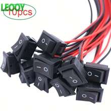 Pre-Wired Rocker Switch, AC 6A/250V 10A/125V SPST, 2 Pin 2 Position, Square Black Toggle Switch With Soldering Leads, KCD1-F, Plug-In Type, Copper Contact, Plug, On-None-Off Action, Hard Wire Supply, 85V-265V Voltage, Industrial Electrical Control Indicator - Multicolor - View 2