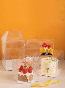 10pcs Transparent Cake Packing Box Mini Sweet Wrapping Boxes Wedding Guest Gifts High-Capacity Clear Gifts Wrapping Boxes Birthday Cake Boxes With Handle DIY West Point Cup Candy Cake Packaging Gift Box Suitable For Candy Chocolate Cookies Etc - Multicolor - View 7