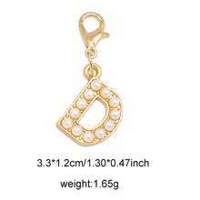 2Pcs Gold Color Letter Alloy Pendant With Faux Pearls Alphabet Charm Women Ladies Bag Clothes DIY Craft Decor A - Z