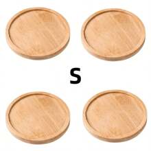 Bandeja de agua de base rectangular de paleta de madera, soporte de lavabo, chasis pequeño redondo, almohadilla de lavabo impermeable, bandeja de bambú - S 4 piezas - Ver 1