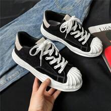 Men's Casual Versatile Comfortable Flat Skateboarding Shoes, Everyday Wear - Black and White - View 2