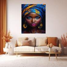 African Woman Canvas Wall Art, Woman Portrait Canvas Wall Art ,Art-Aesthetic For Women,African American Wall Ar, African Woman Pictures Wall Decor Framed, For Living Room Bedroom Bathroom Home Office ,Ready To Hang(Multicolor)
