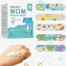 100 piezas de adorables parches de dibujos animados impermeables - transpirables, hemostáticos y suaves en la piel para deportes, uso médico y cuidado de heridas diarias - diseños lindos para alegrar tu día. Se envían estilos de patrones múltiples al azar para el botiquín de emergencia - Blanco - Ver 1