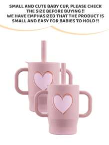 2pcs 5oz/150ml Creative Printed Kids Training Cup, With Handle & Straw, Silicone,  & Material, Suitable For Boys & Girls