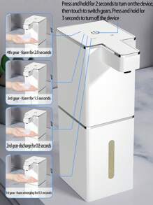 1pc Automatic Soap Dispenser, Rechargeable Bathroom Liquid Soap Dispenser With Touchless Sensor, Wall-Mounted Foaming Handwash Dispenser For Bathroom, Restroom, Kitchen, Hotel, Hospital, Mall, Easy Installation With USB Charging Cable And Wall Stickers