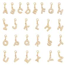 2Pcs Gold Color Letter Alloy Pendant With Faux Pearls Alphabet Charm Women Ladies Bag Clothes DIY Craft Decor A - Z