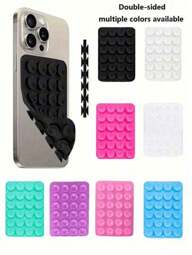 1pc Double-Sided Silicone Phone Suction Cup Accessory, Strong Suction Phone Holder, Free Sticky Mobile Phone Handle, Finger Grip, Suitable For Selfie And Video