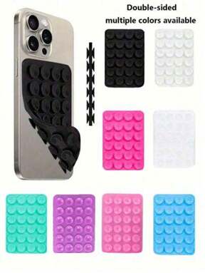 1 pieza Accesorio de ventosa de silicona para teléfono de doble cara, soporte para teléfono de succión fuerte, asa móvil adhesiva gratis, agarre de dedo, adecuado para selfies y videos