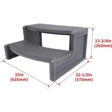 Spa Step Hot Tub 2-Step Universal Outdoor Indoor Step Stool Pool Ladder Plastic Slip Resistant Striped - Dark Gray