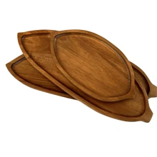 1pc Wooden Leaf Shaped Art Tray, Bathroom Storage, Dessert Display, Restaurant Decor, Holiday & Birthday Party Cake Stand