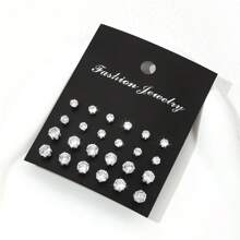 24pcs Stainless Steel Cute And Fashionable Mini Stud Earring Set