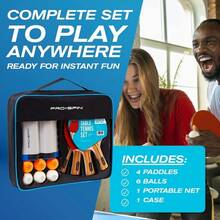 PRO SPIN All-In-One Pong Set - Retractable Pong Net Any Table (72), Pong Paddles And Balls, Storage - Portable Table Tennis Family Games, Gifts Boys & Girls - Red - View 3