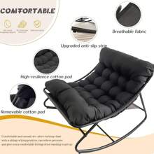 PERRTWDLF Rocking Chair Metal Oversized Rocking Chair With Cushion And Footstool Outdoor Reading Chair Rocking Chair Living Room Lounge Chair With Cushion Weight Capacity Up To 150 Kg, Comfortable Lounge Chair For Living Room, Patio, Balcony, Garden - Grey - View 4