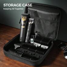 GLAKER Cordless Hair Clipper Kit – Hair Trimmer For Men, Sharp Blades, LED Display, 15 Guide Combs, Travel Case, And Storage Comfort - 6026