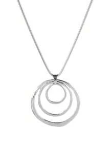 1 Piece Of Long Chain New Round Asymmetrical Silver Necklace With A Retro, Simple And High-End Feel Pendant Suitable For Women To Wear At Banquets And Events