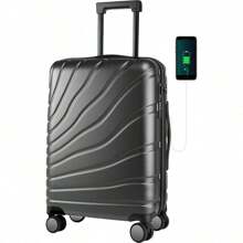 20 Inch Dark Grey Expandable Carry On Luggage - Spinner Wheels, TSA Lock, Airline Approved, Hard Suitcase - Dark Grey - View 4