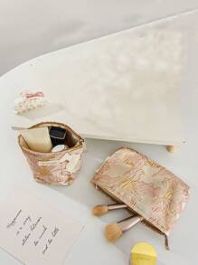 1 bucă geantă pentru cosmetice cu model floral auriu de capacitate mare, geantă pentru machiaj pentru femei, geantă pentru cosmetice, geantă de mână, baie, duș, portofel Cadouri,Cadouri de aniversare,Cadouri pentru prieteni și profesori