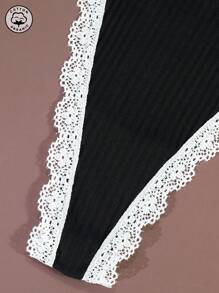5Pcs/Set Women's Cotton Panties Lingerie Sexy Black Thongs Ladies Panties Underwear With Lace