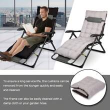 PERRTWDLF Foldable Garden Lounge Chair With Neck Cushion And Pillow, 7-Way Adjustable Backrest, Sun Lounger Load Capacity 150 Kg, Suitable For Garden Pool Terrace Balcony - 黑色 - 查看 4