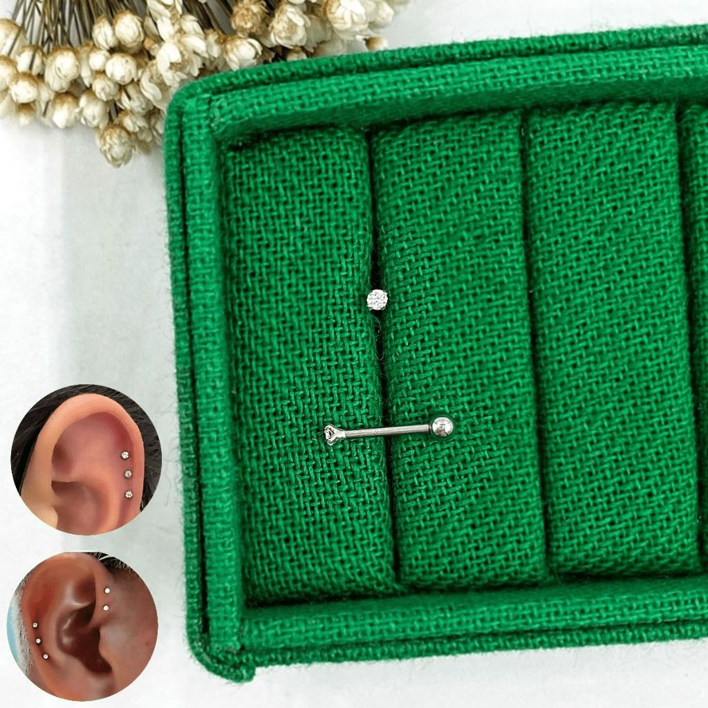 Piercing de Prata Australiano Ponto de Luz 2mm Cartilagem