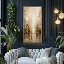 1pc Large Frameless Abstract Canvas Art Print - Elegant Golden & White Texture, Modern Wall Decor For Living Room & Bedroom, Canvas Wall Art Gifts Birthday Graduation