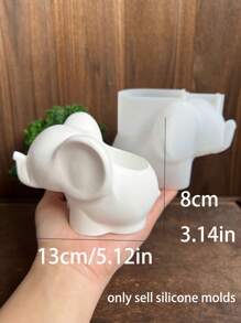 1 件装可爱大象花盆硅胶模具 DIY 花瓶香薰石膏杯笔筒混凝土模具家居装饰 - 白色 - 查看 12