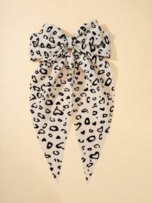 1/2 件豹纹超大蝴蝶结发夹，带织物丝带，复古风格顶夹，适合优雅马尾辫，时尚发饰，适合日常使用