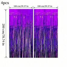 4 件装铝箔窗帘背景，金属箔流苏窗帘，闪光金属箔流苏窗帘，适用于圣帕特里克节装饰照相亭道具装饰，适用于生日婚礼订婚婴儿洗礼单身派对圣诞节节日庆祝派对装饰 - 綠色 - 查看 17