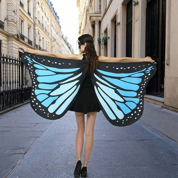 Capa con forma de alas de mariposa, tela suave de seda con tirantes, accesorios de vestuario para actuaciones en el escenario y roles, props para fiestas, múltiples estilos y colores para elegir, regalo perfecto para vacaciones y Halloween