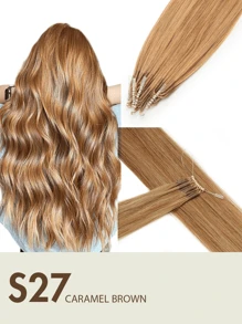 8d 微链接发 真人发 微珠接发 直发 真人发 灰金色 挑染 漂白金色 50 股 纳米环 隐形迷你硅胶珠 微链接发