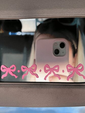 粉色蝴蝶结汽车后视镜装饰贴纸