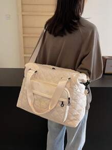 Embroidered Diamond Check, Duffel Bag, Travel Bag, Large Capacity Travel Bag, Multi-Pocket Storage, Leisure Travel, Business, Tourism, Hospital, Nylon Sports Bag, Vacation School Storage Outdoor Beach Sports Bag, Dance Travel Dry And Wet Separation Fitness Bag, Men And Women Tote Bag, Children's School Luggage Storage Bag - Multicolor - View 11