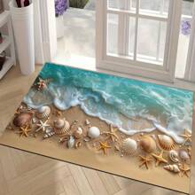 1 pezzo Tappetino antiscivolo in silicone con stampa di conchiglie e stelle marine, tappeto da bagno, tappetino doccia in piedi, tappetino da bagno elegante per la lavanderia, vassoio doccia lavabile e carino, accessorio per la decorazione della casa, adatto per soggiorno, camera da letto, cucina, ingresso, idea regalo per la casa