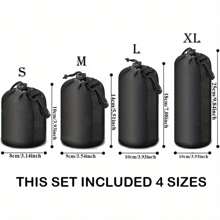 Thick Neoprene Lens Pouch Protective Sleeve Set For DSLR Camera Lens - Sizes: Small, Medium, Large, X-Large
