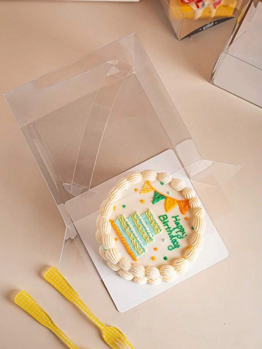 10pcs Transparent Cake Packing Box Mini Sweet Wrapping Boxes Wedding Guest Gifts High-Capacity Clear Gifts Wrapping Boxes Birthday Cake Boxes With Handle DIY West Point Cup Candy Cake Packaging Gift Box Suitable For Candy Chocolate Cookies Etc