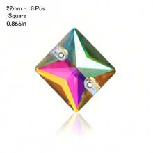 Cristales de Rhinestone de vidrio AB de forma redonda, triangular, cuadrada y de hoja AAAAA para coser en ropa, decoración del hogar, bodas y manualidades DIY - Gemas brillantes listas para fiestas, aniversarios y regalos